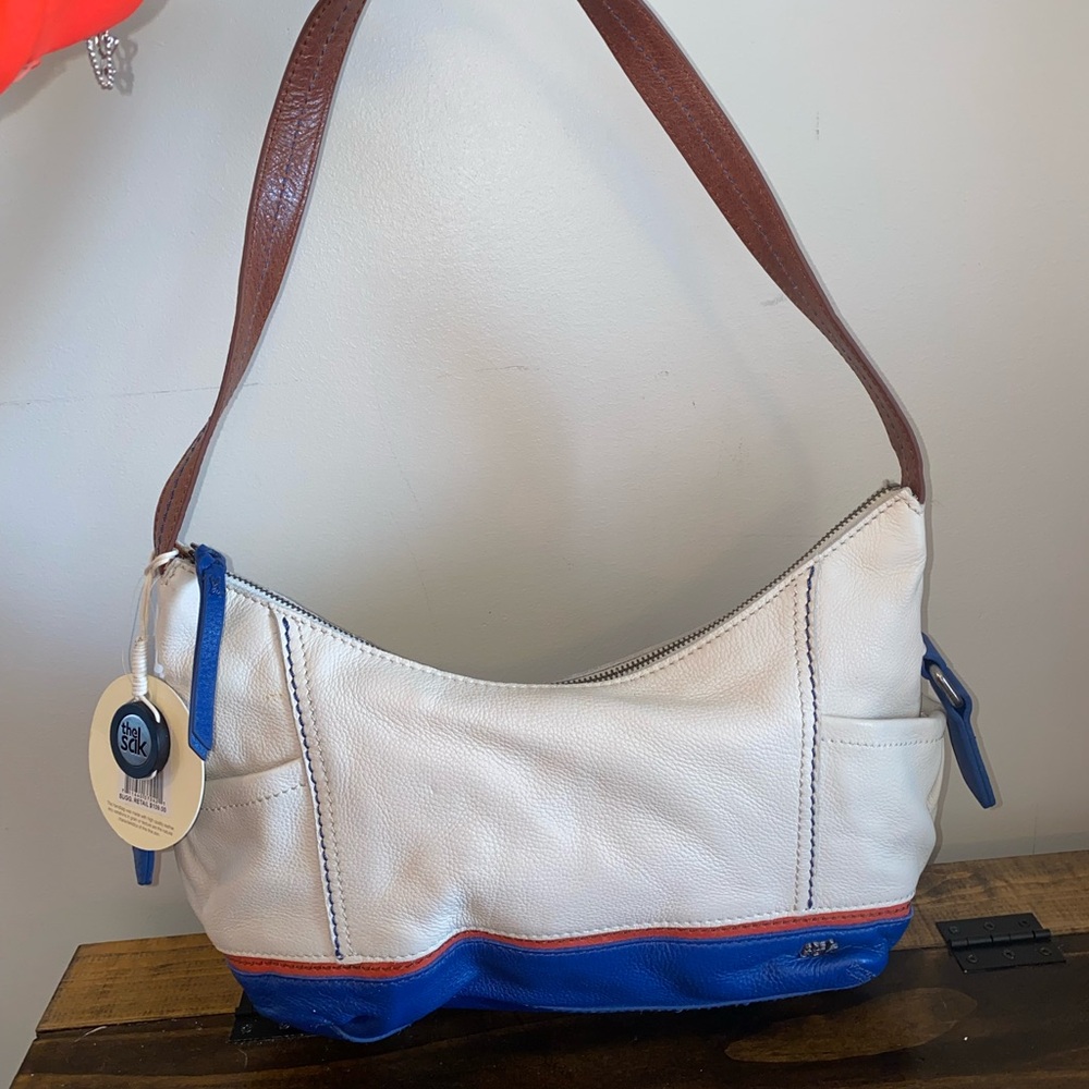 The Sak Kendra Red White & Blue Leather Shoulder Purse Bag NWT